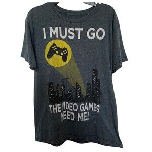 Boys Hybrid‎ Graphic Tee T-Shirt 2XL  18 The Video Games Need Me Charcoal Grey